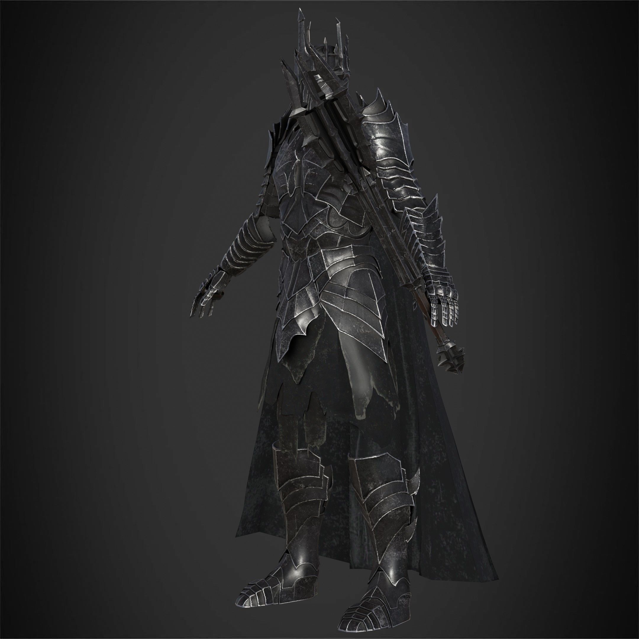 LOTR Dark Lord Sauron Full Armor and Mace for Cosplay 3D Model Collection_10