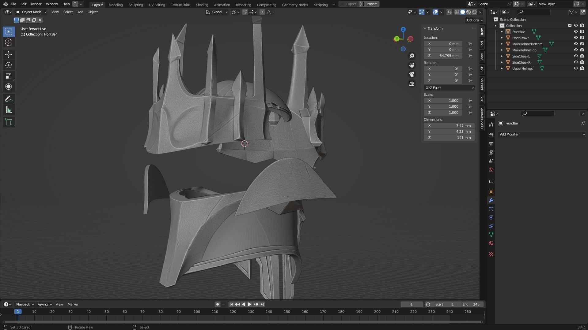 LOTR Dark Lord Sauron Full Armor and Mace for Cosplay 3D Model Collection_32
