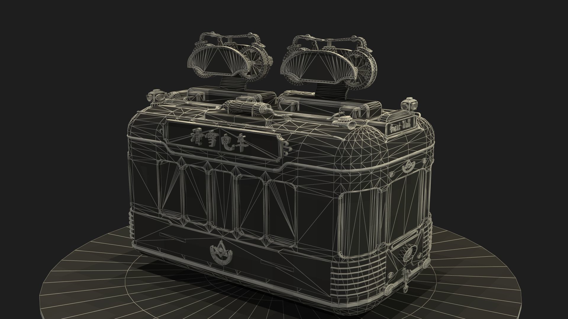 Chinese ski gondola figure Low-poly 3D model_11