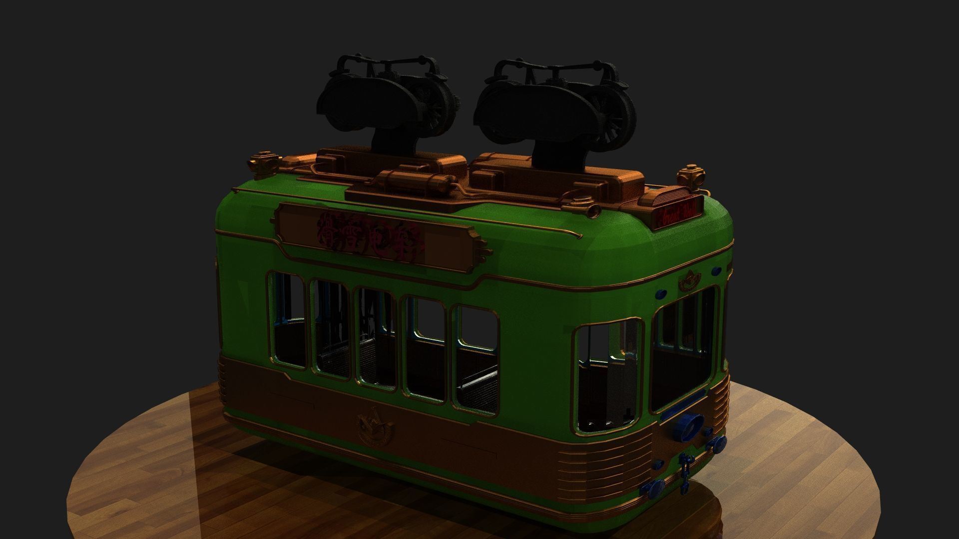 Chinese ski gondola figure Low-poly 3D model_8