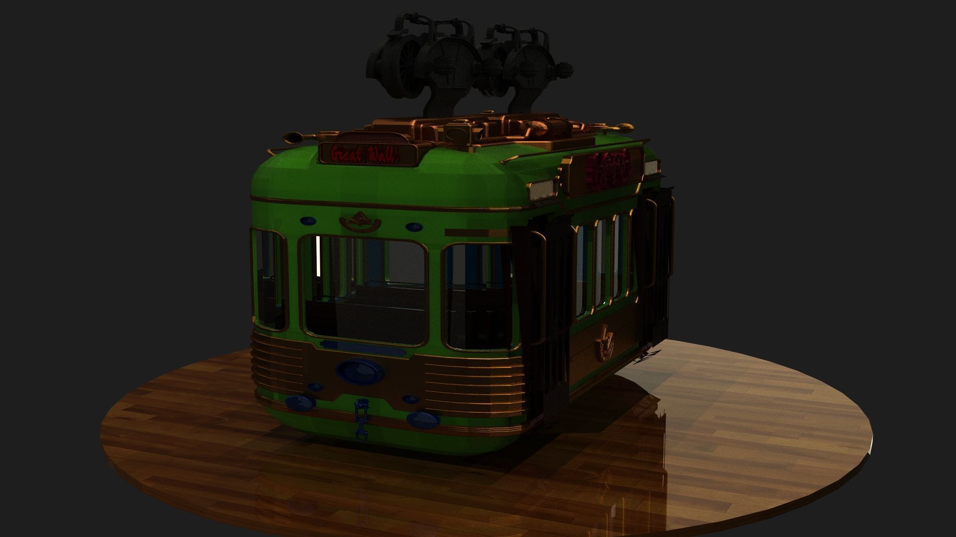 Chinese ski gondola figure Low-poly 3D model_6