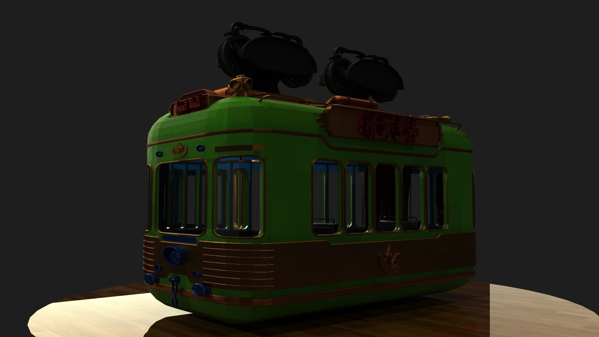 Chinese ski gondola figure Low-poly 3D model_9