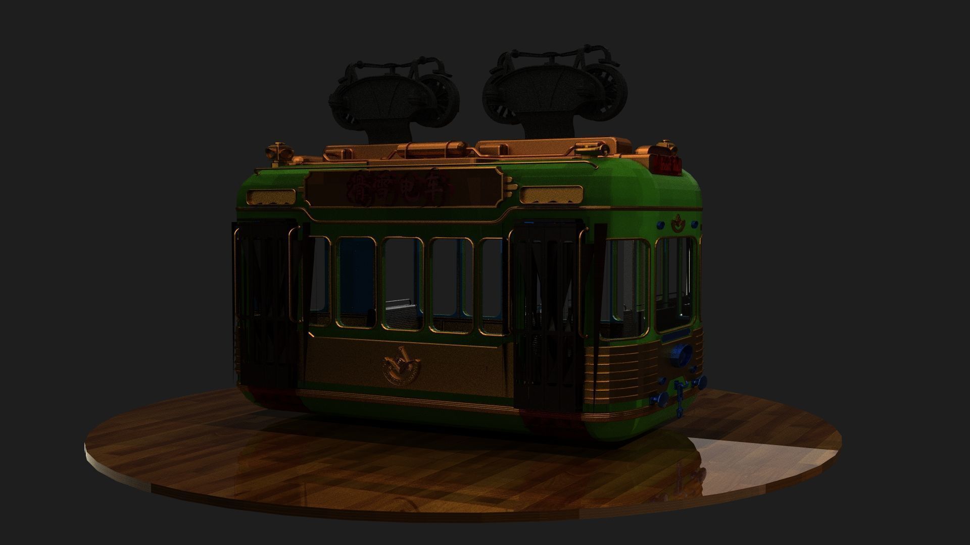 Chinese ski gondola figure Low-poly 3D model_10