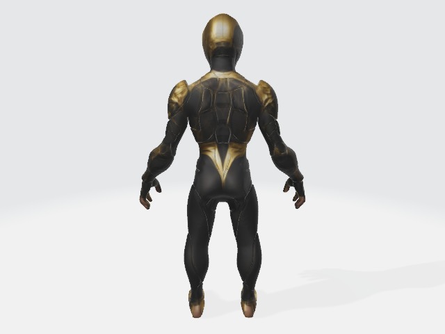 Super black and gold suit  3D model_3