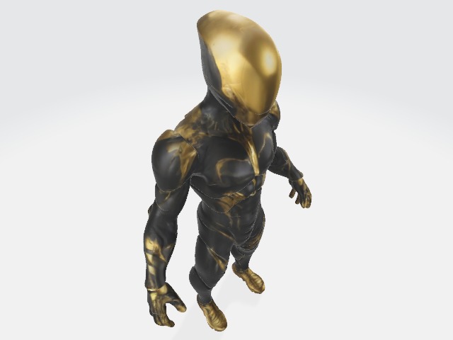 Super black and gold suit  3D model_4