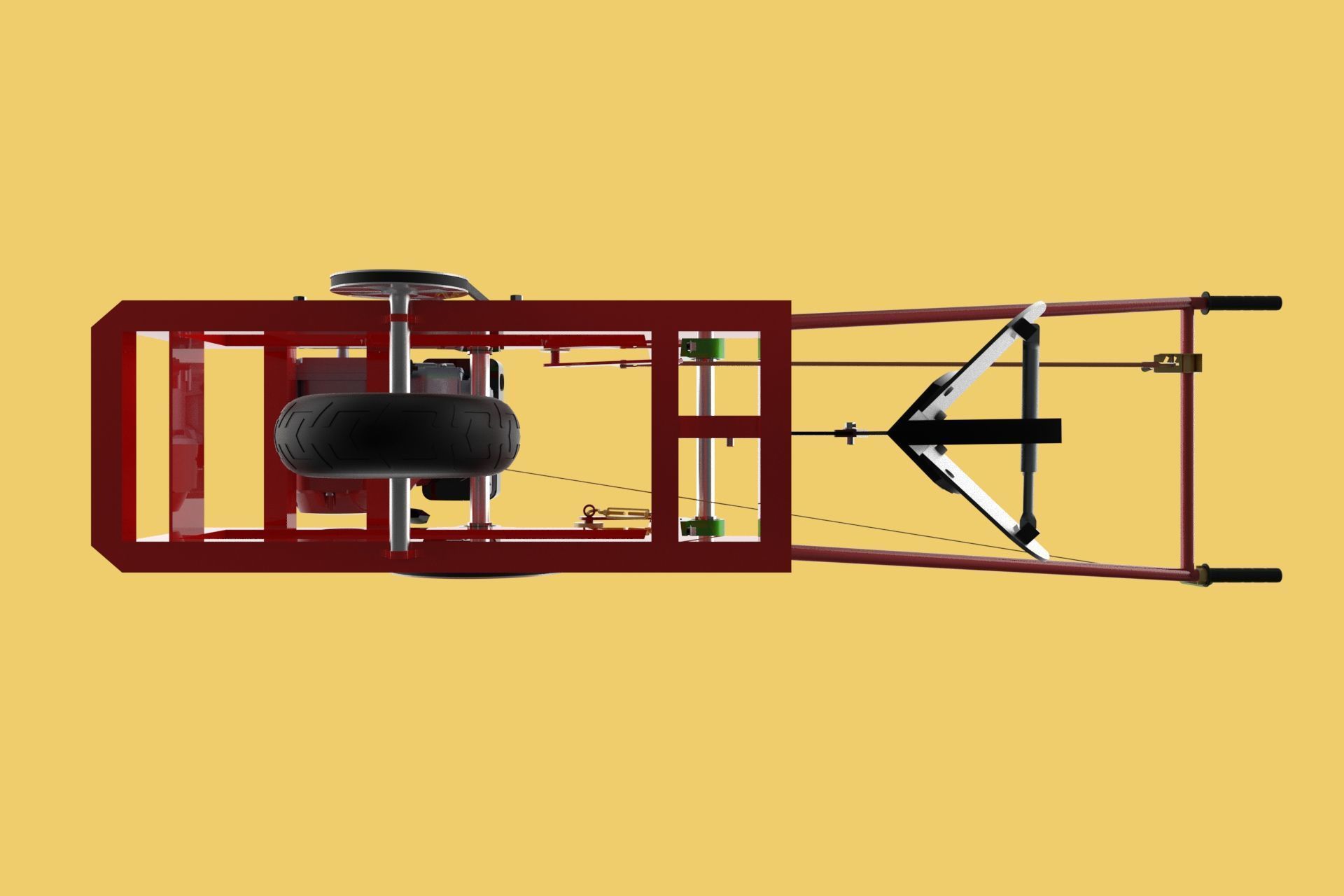 HAND WALKING BEHIND TRACTOR MOLDBOARD PLOW PETROL ENGINE DIY 3D model_5