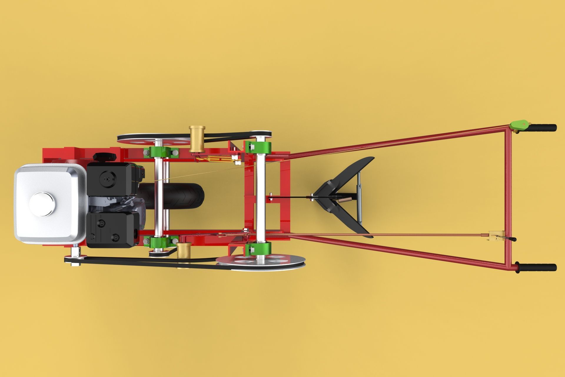 HAND WALKING BEHIND TRACTOR MOLDBOARD PLOW PETROL ENGINE DIY 3D model_4