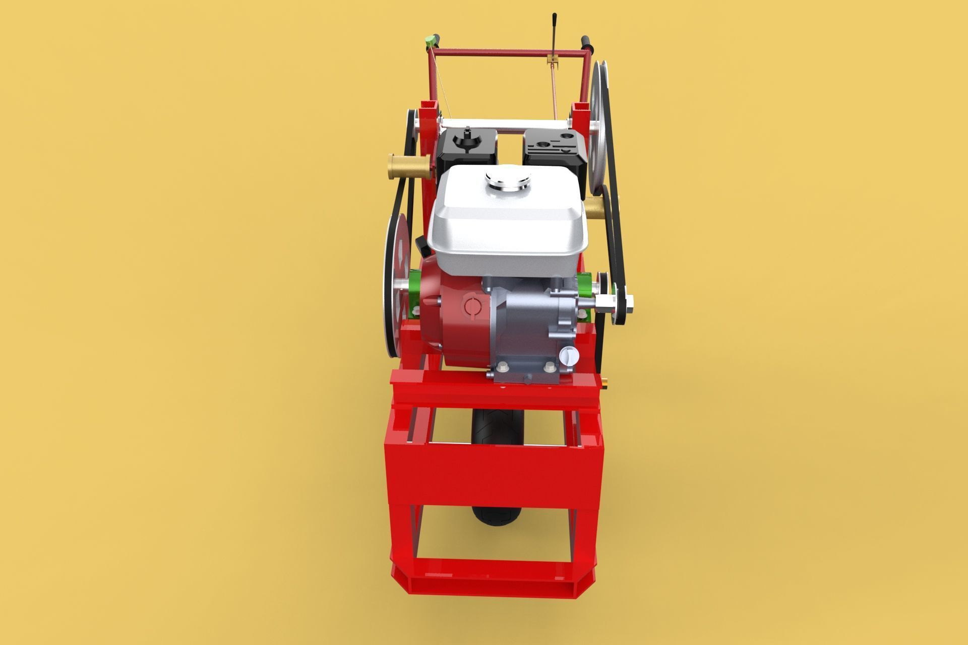 HAND WALKING BEHIND TRACTOR MOLDBOARD PLOW PETROL ENGINE DIY 3D model_34