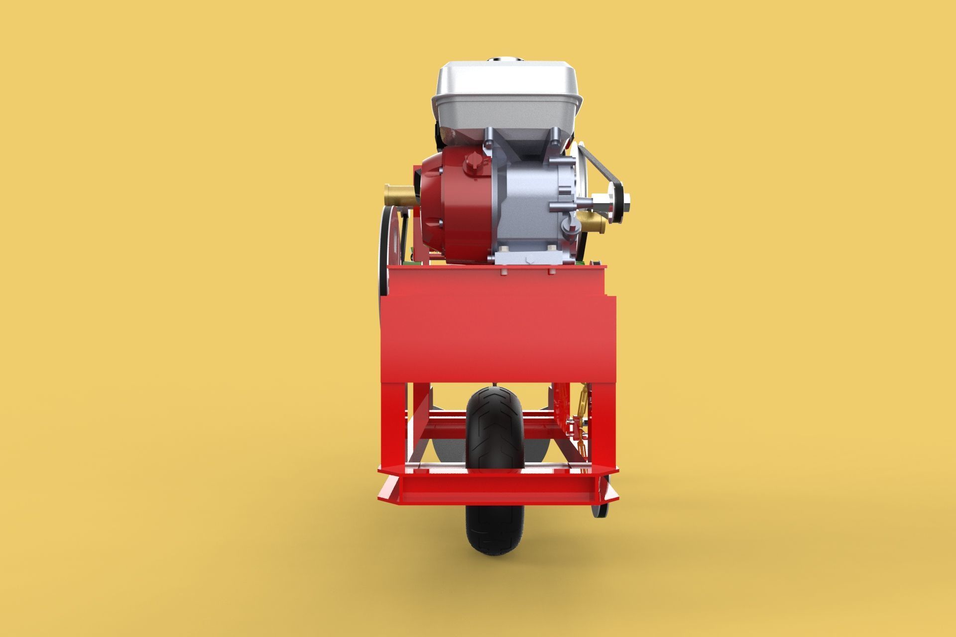 HAND WALKING BEHIND TRACTOR MOLDBOARD PLOW PETROL ENGINE DIY 3D model_33