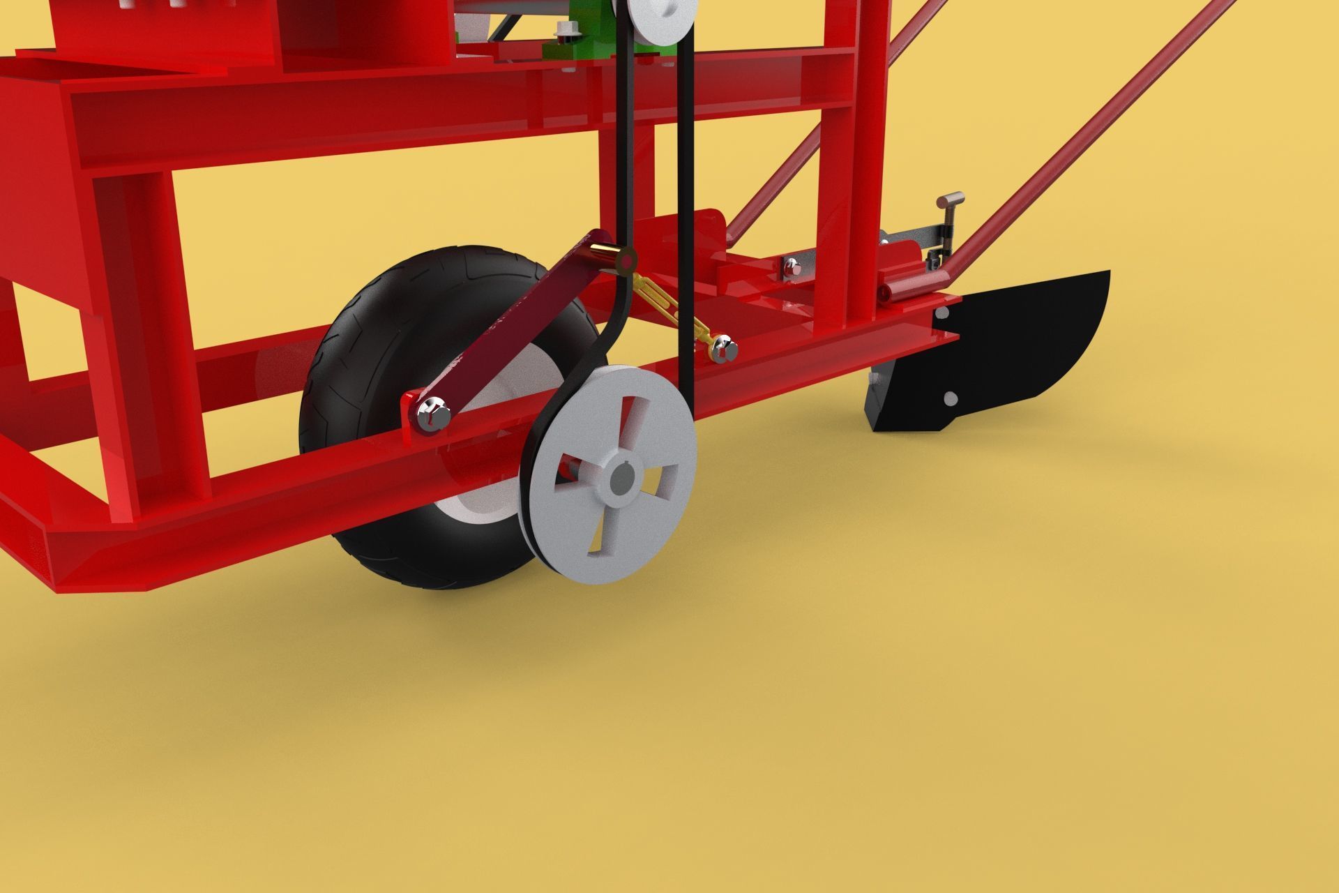 HAND WALKING BEHIND TRACTOR MOLDBOARD PLOW PETROL ENGINE DIY 3D model_21
