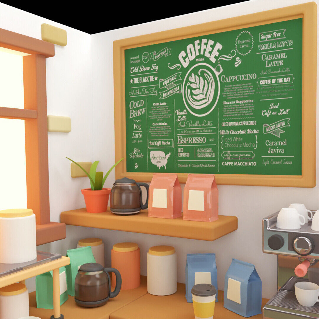 Isometric Coffee Shop 3D model 3D model_5