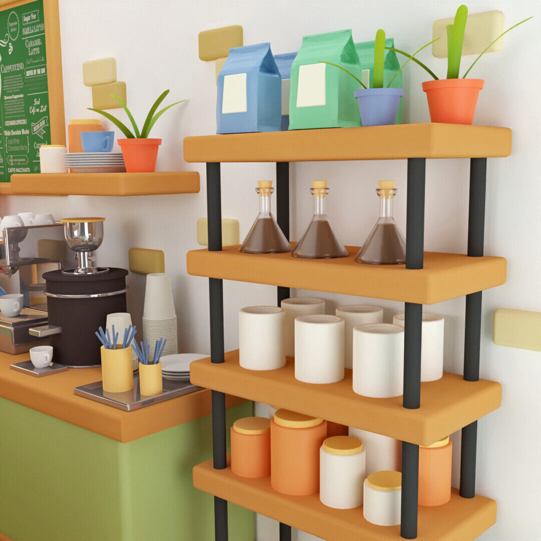 Isometric Coffee Shop 3D model 3D model_3
