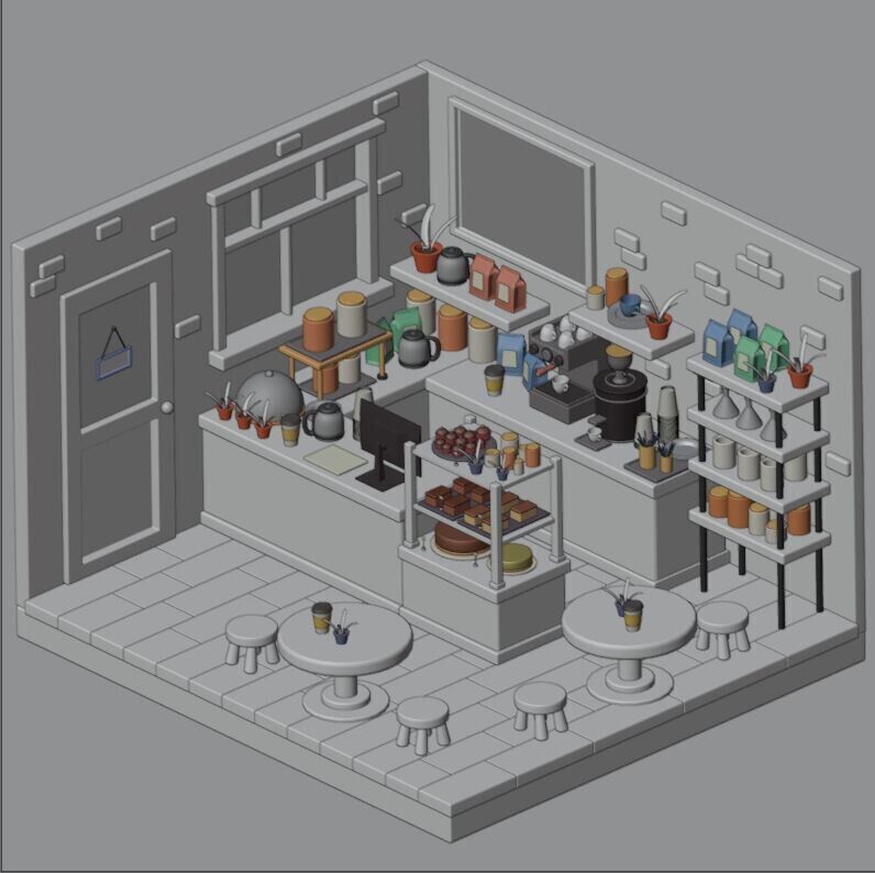Isometric Coffee Shop 3D model 3D model_7