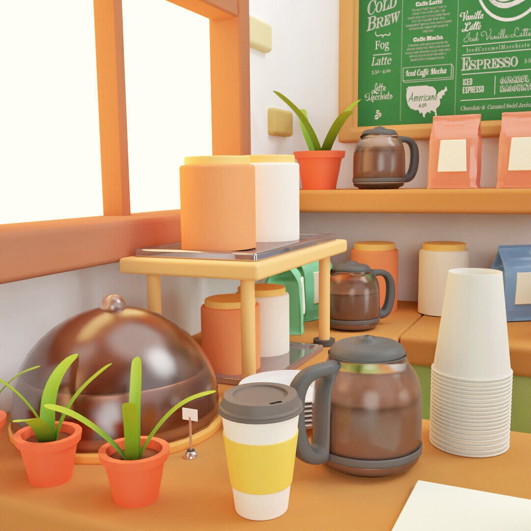 Isometric Coffee Shop 3D model 3D model_6
