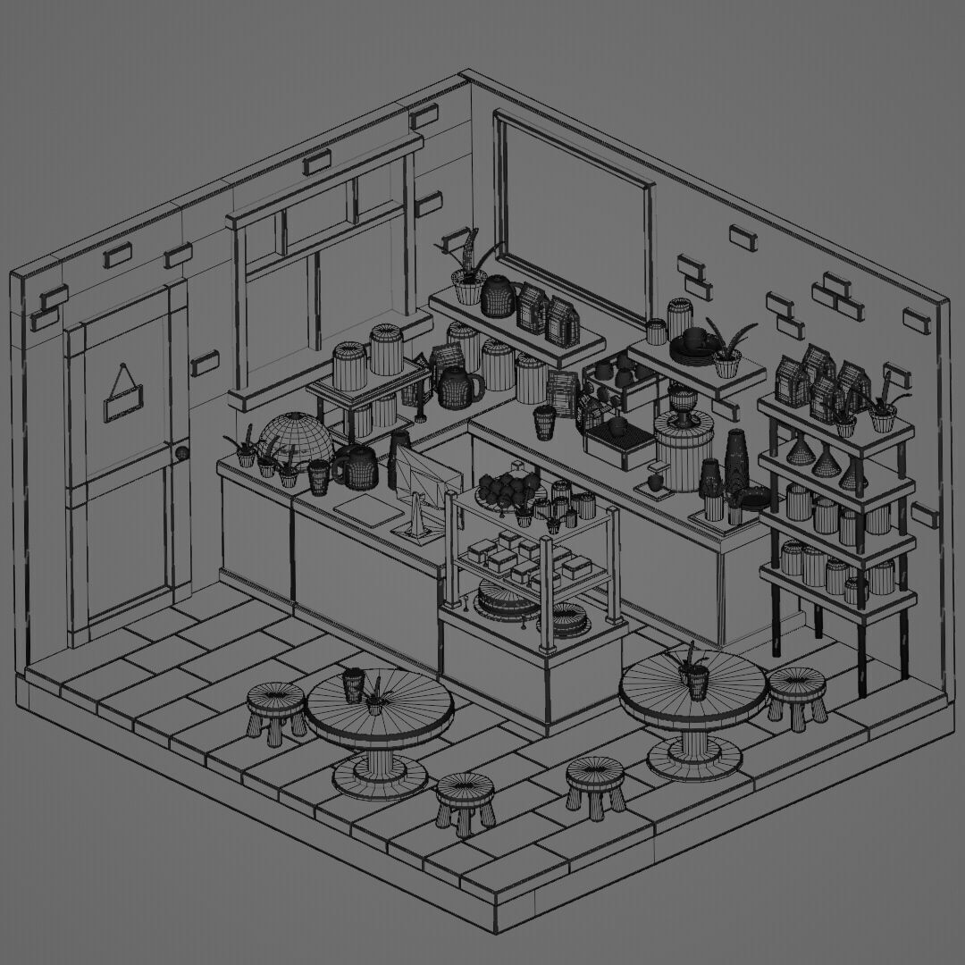 Isometric Coffee Shop 3D model 3D model_8