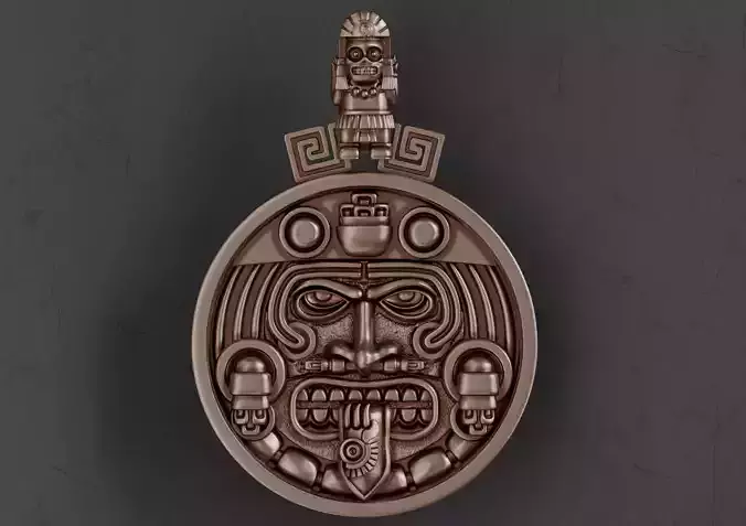 Tonatiuh Pendant with Mictlantecuhtli Bail 3D print model