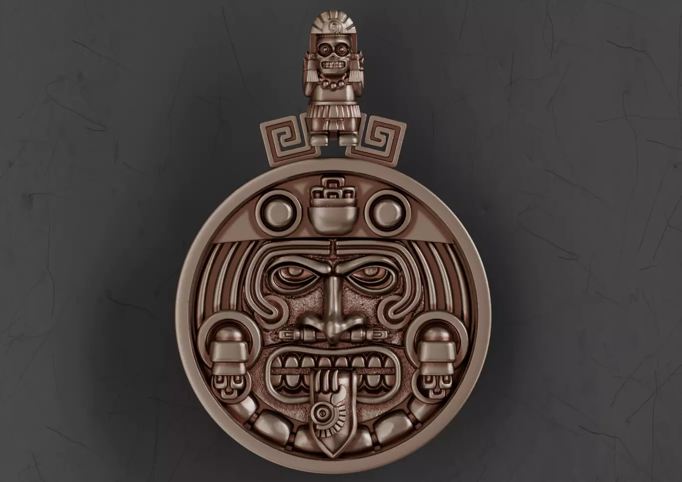 Tonatiuh Pendant with Mictlantecuhtli Bail 3D print model