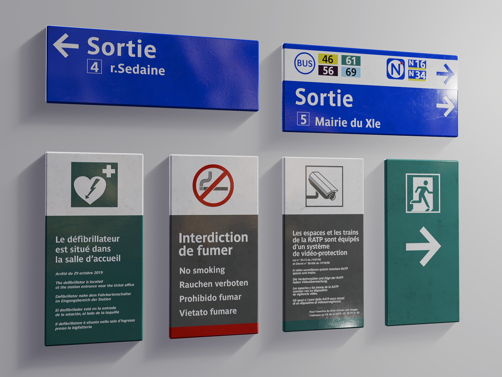 Set of Urban Directional and Informational Signs Low-poly 3D model_2