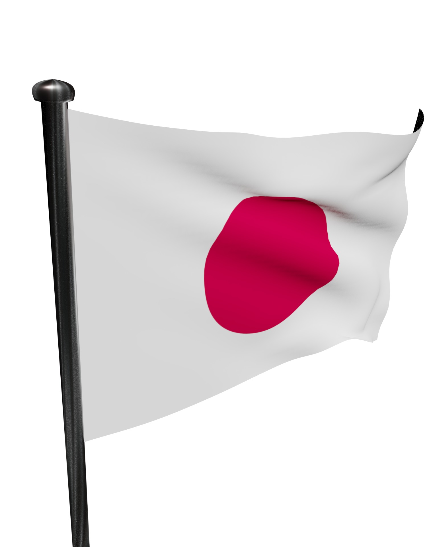 Japan Flag on steel pole 3D model_30