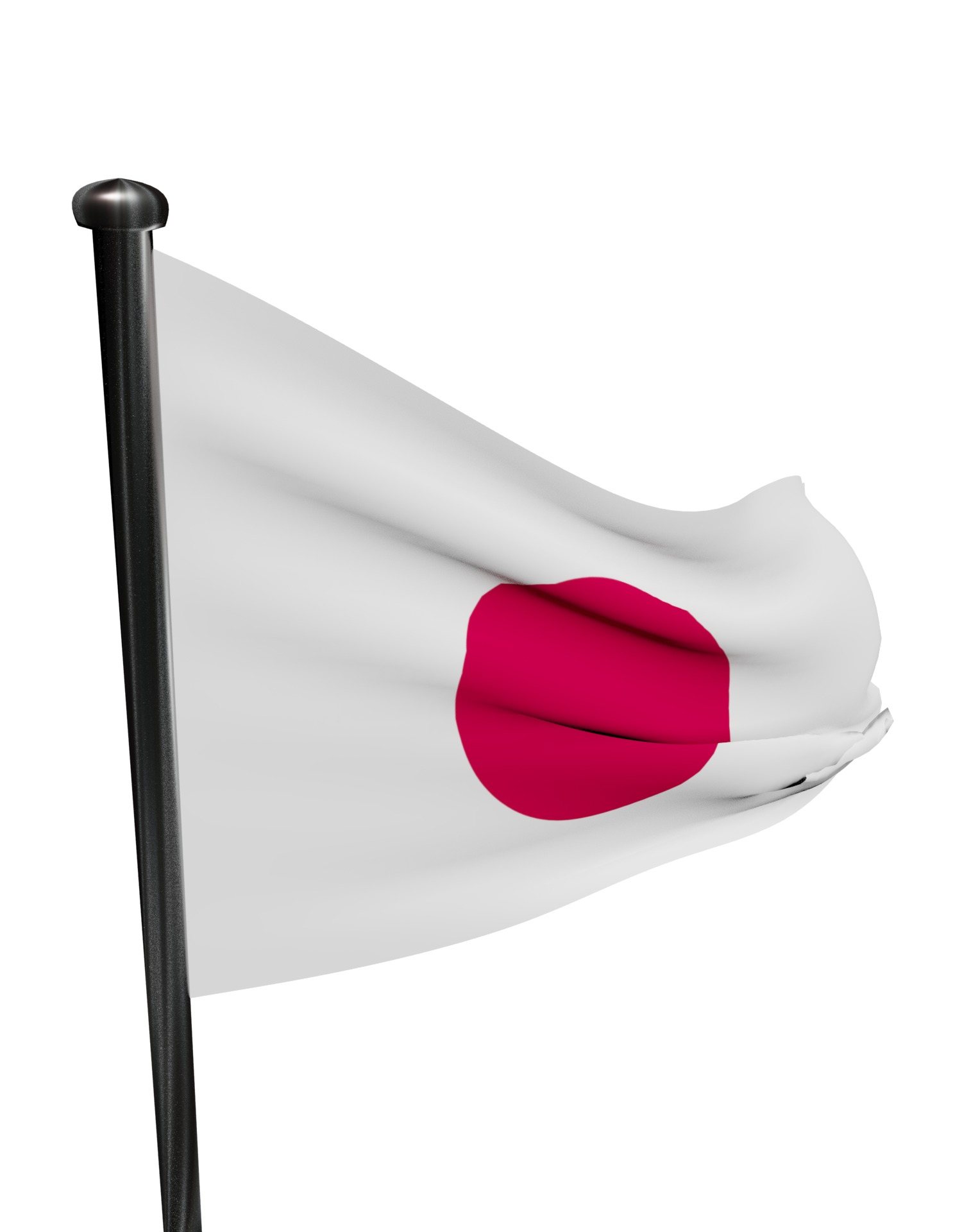 Japan Flag on steel pole 3D model_16