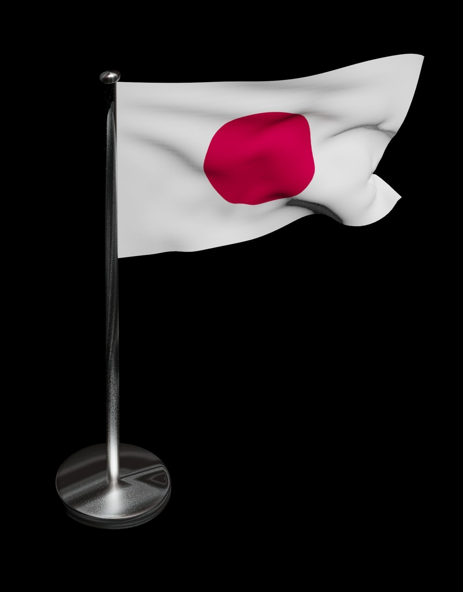 Japan Flag on steel pole 3D model_37