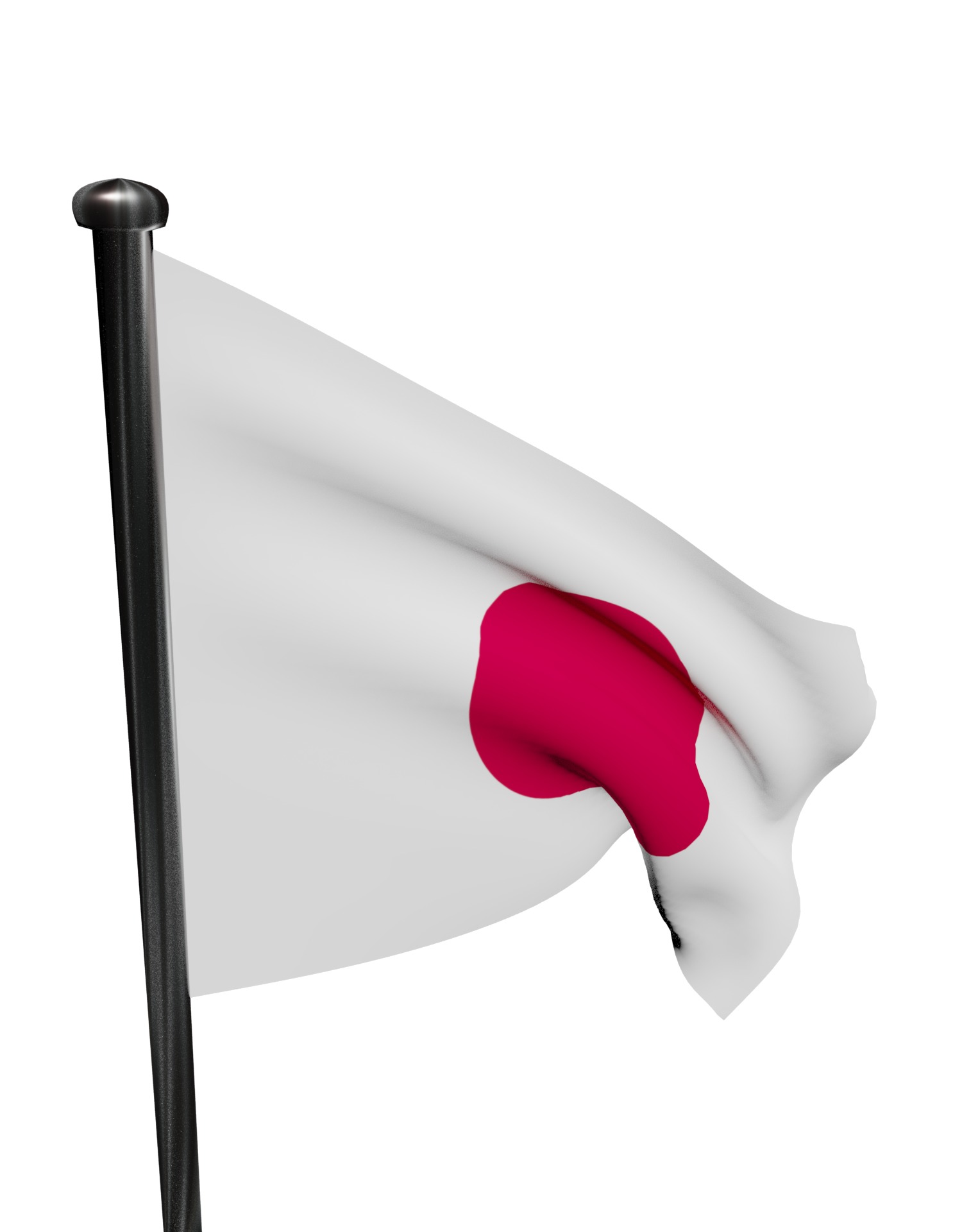Japan Flag on steel pole 3D model_25