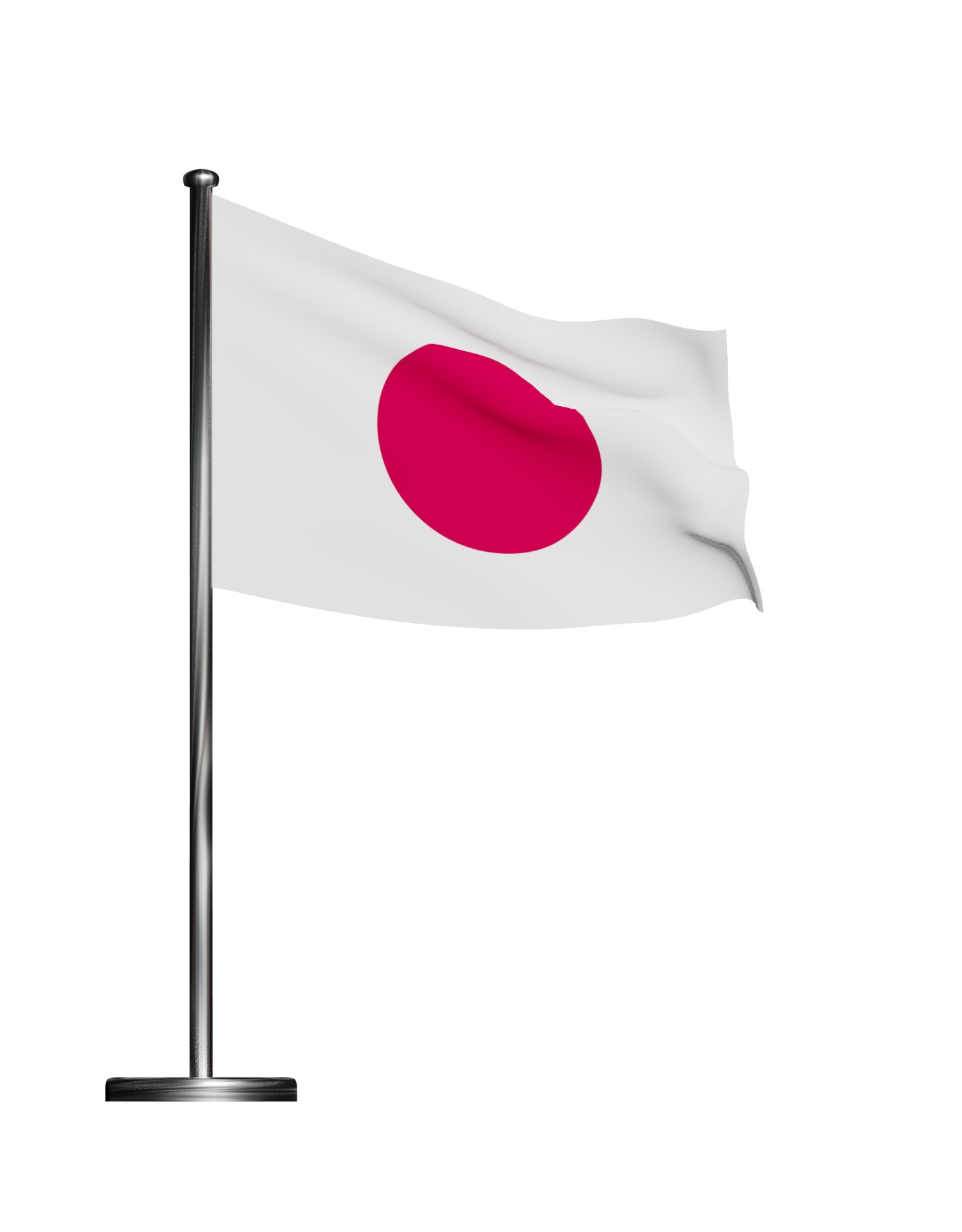 Japan Flag on steel pole 3D model_15
