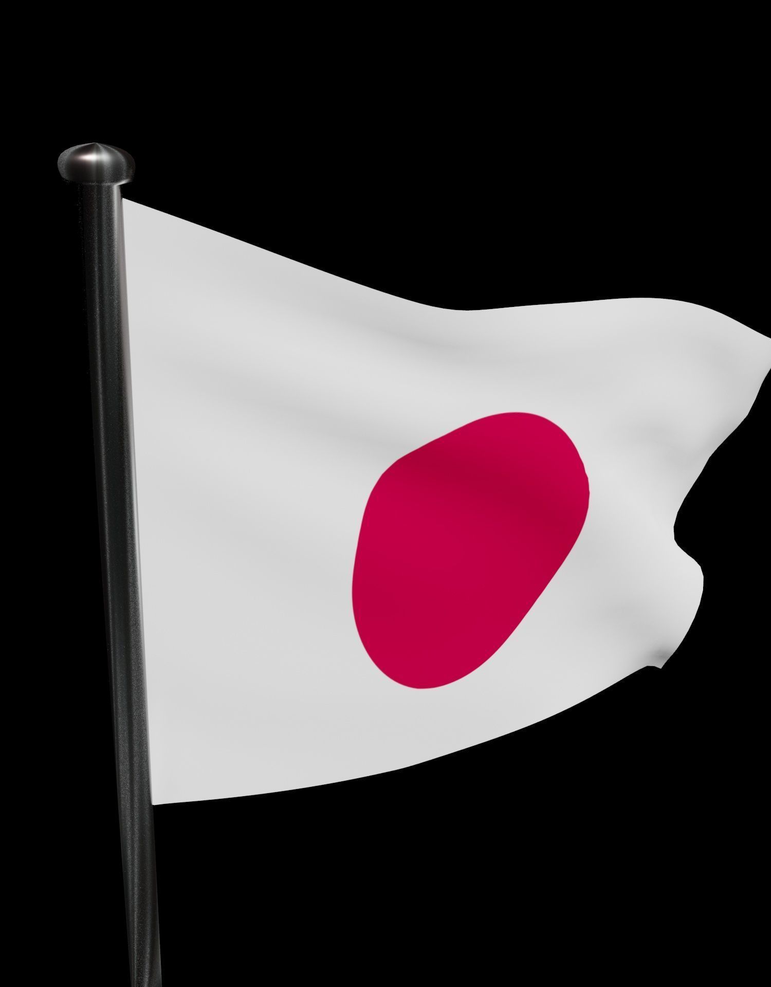 Japan Flag on steel pole 3D model_43