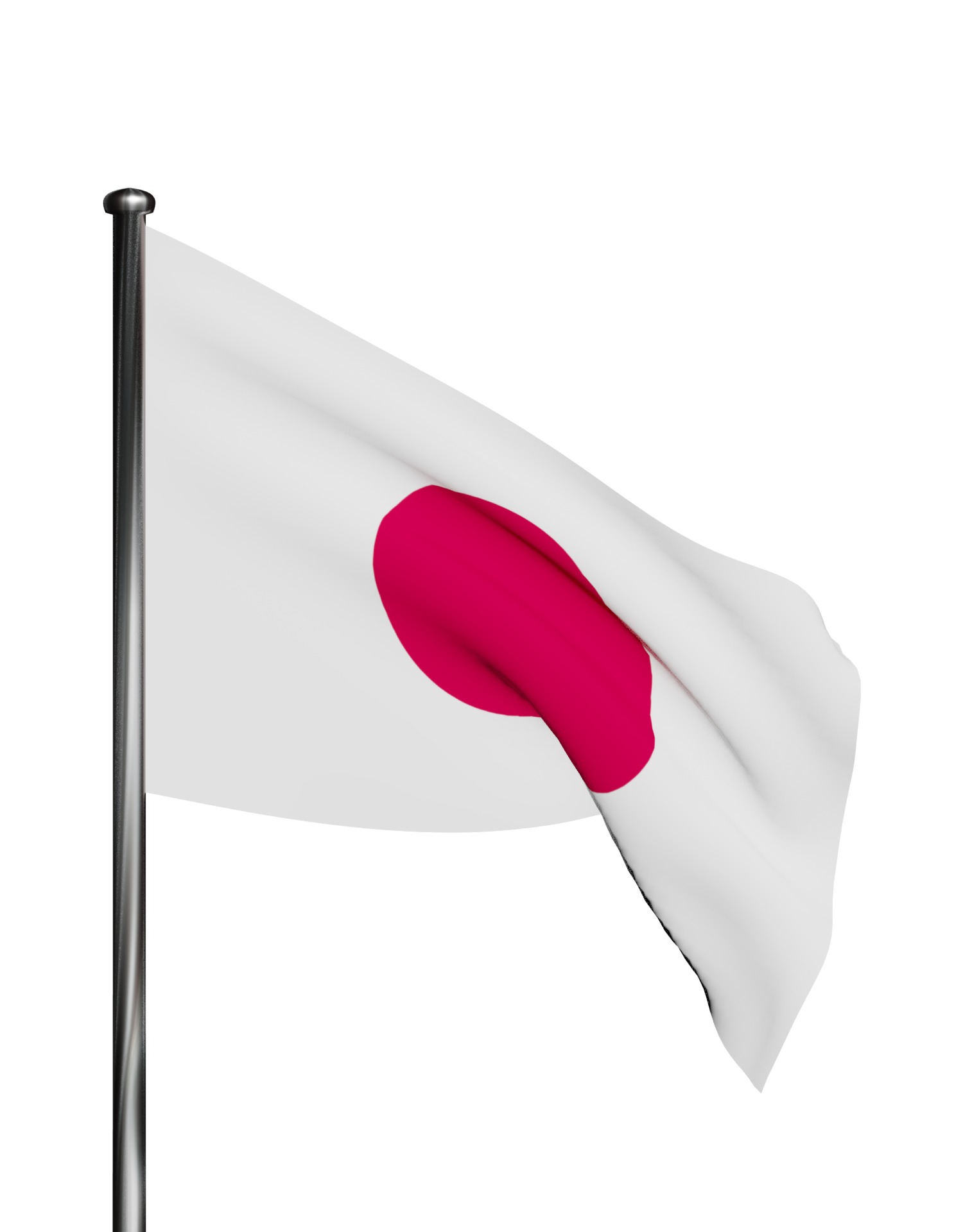 Japan Flag on steel pole 3D model_24