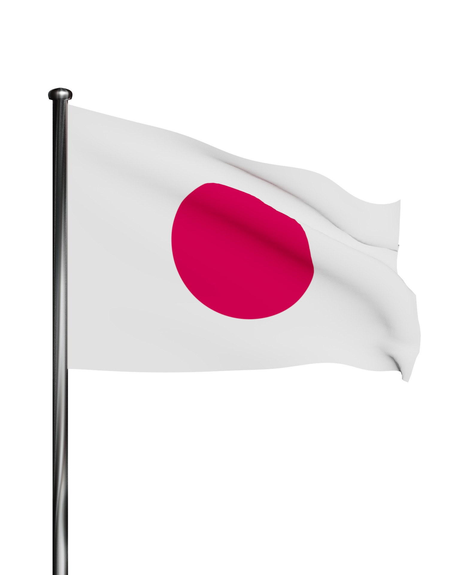 Japan Flag on steel pole 3D model_21