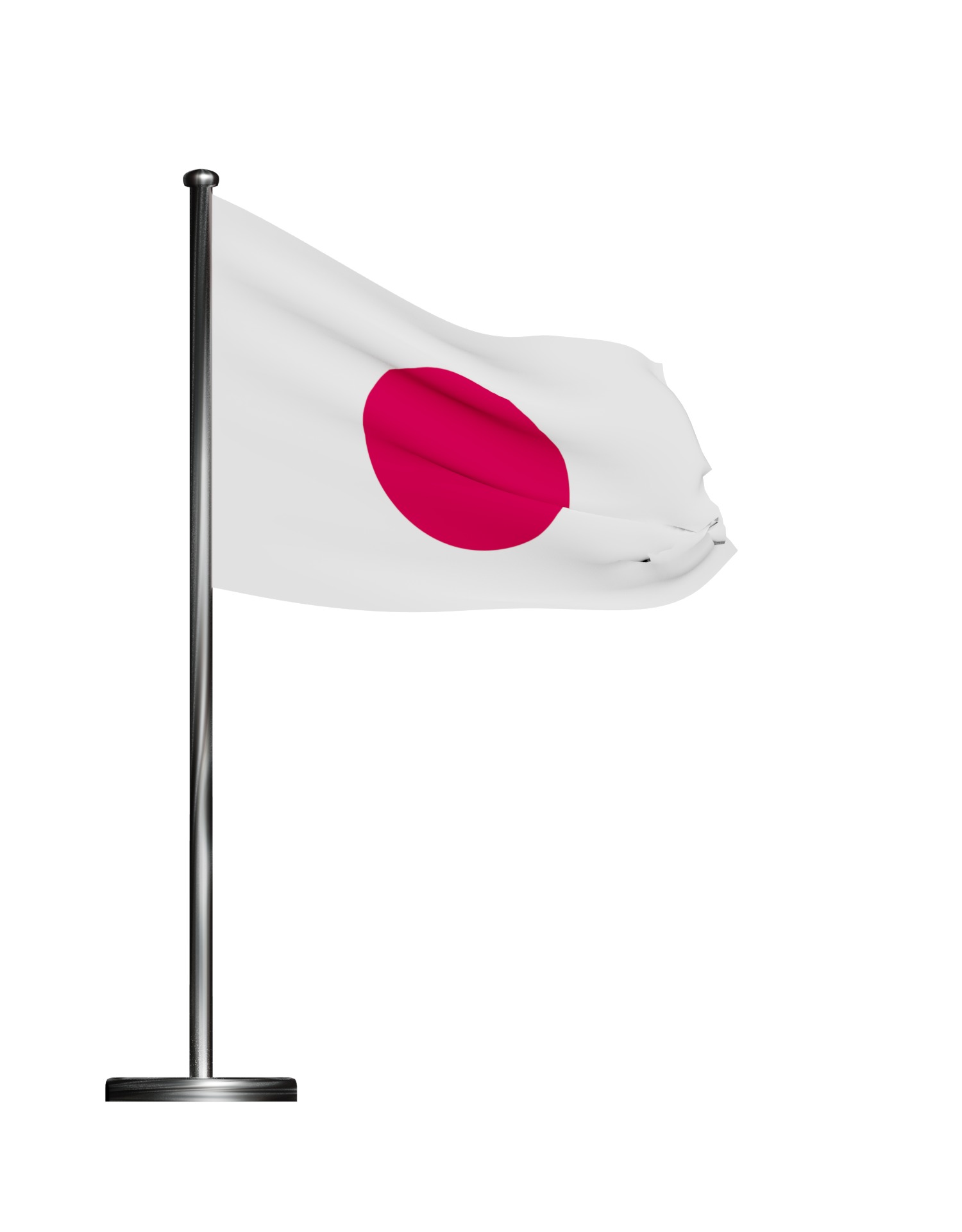 Japan Flag on steel pole 3D model_4