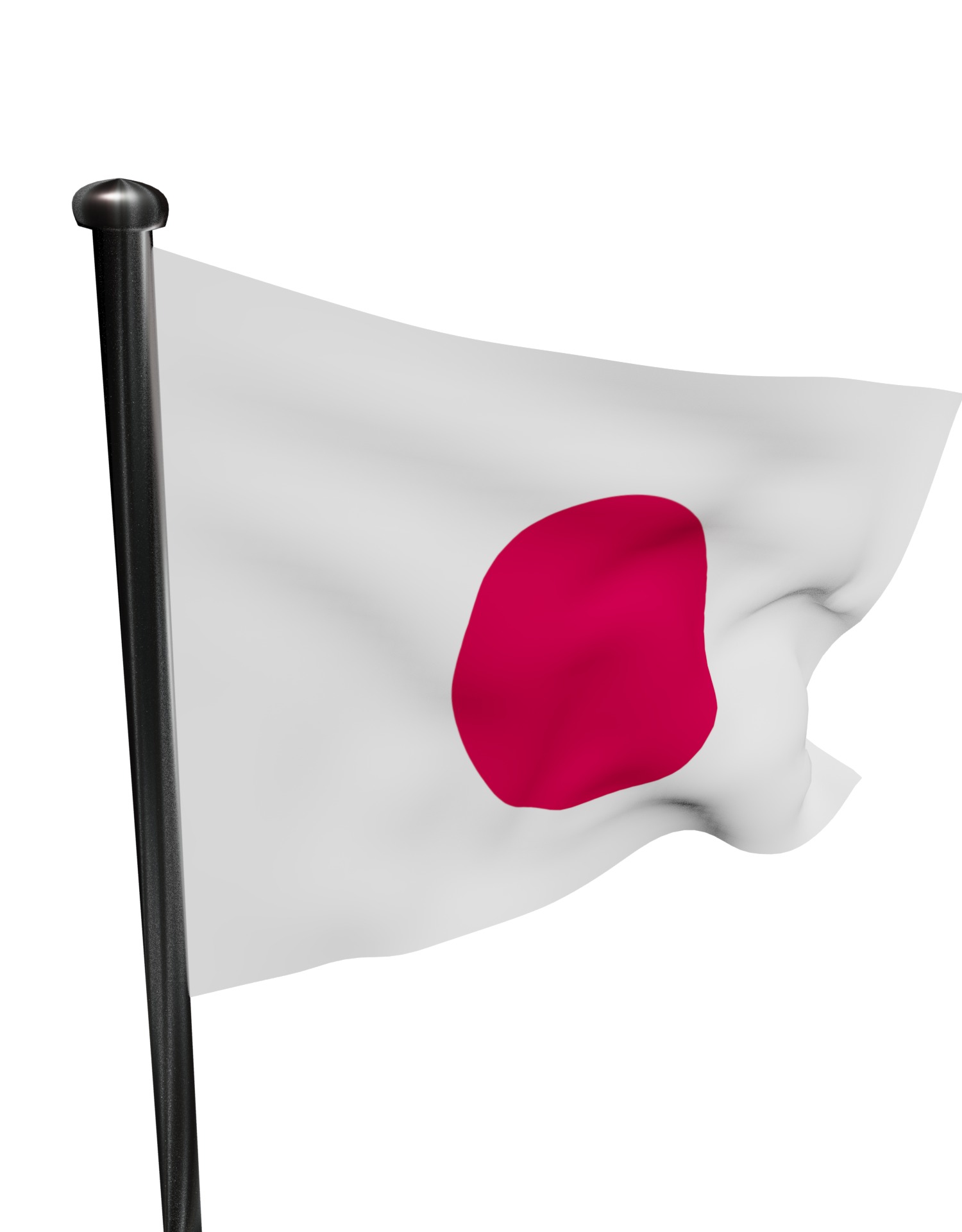 Japan Flag on steel pole 3D model_8