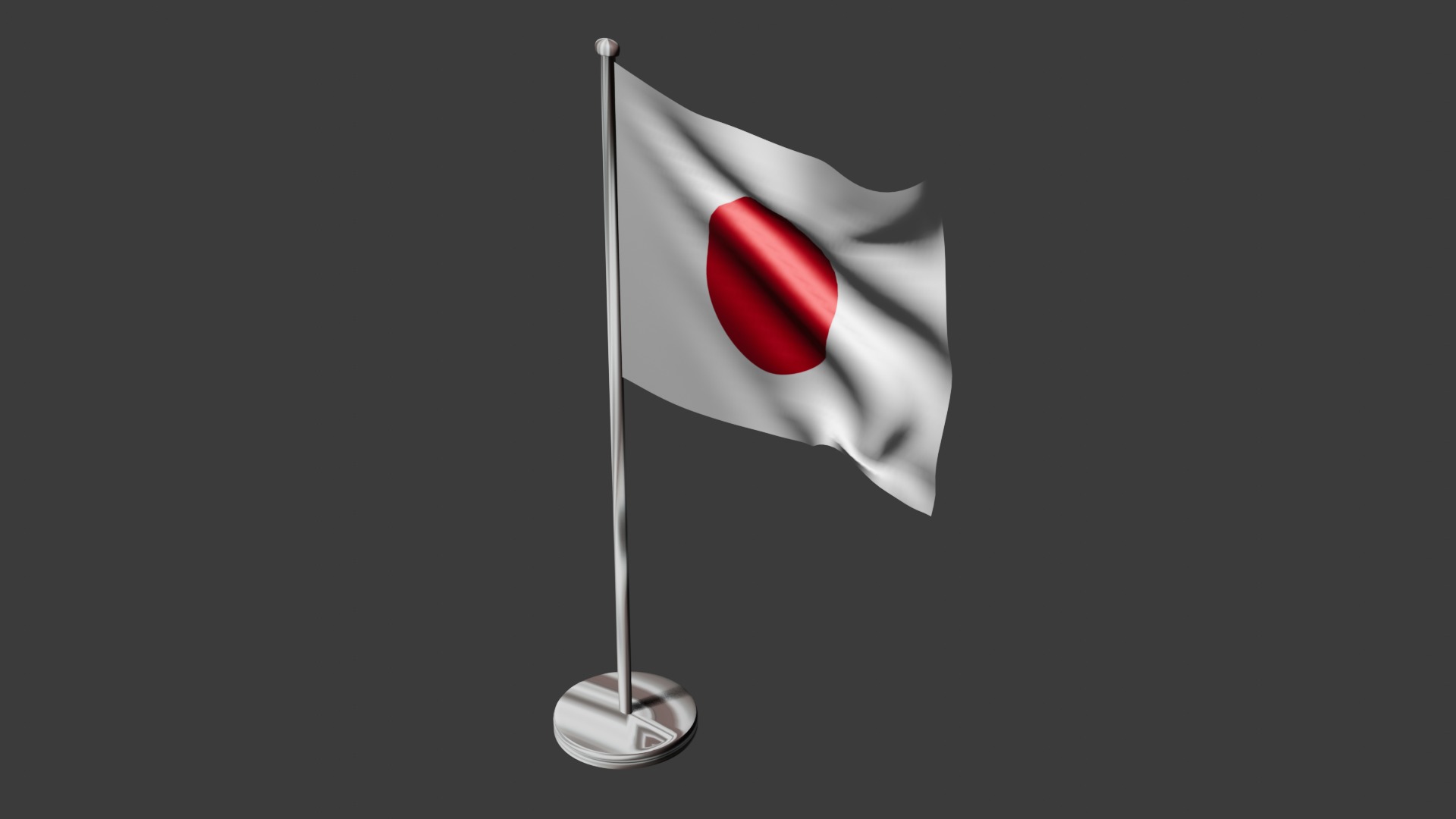 Japan Flag on steel pole 3D model_56