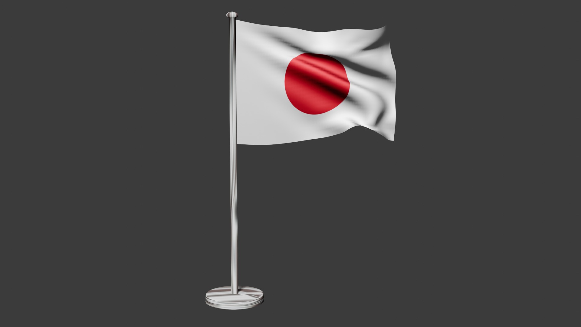 Japan Flag on steel pole 3D model_58