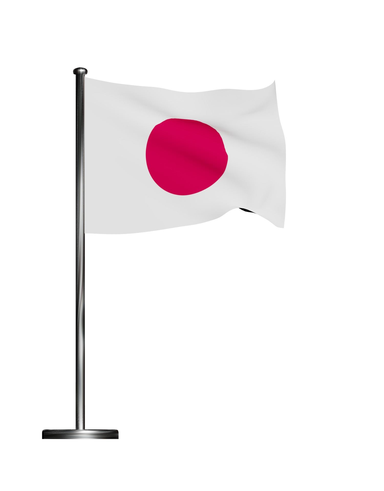 Japan Flag on steel pole 3D model_31