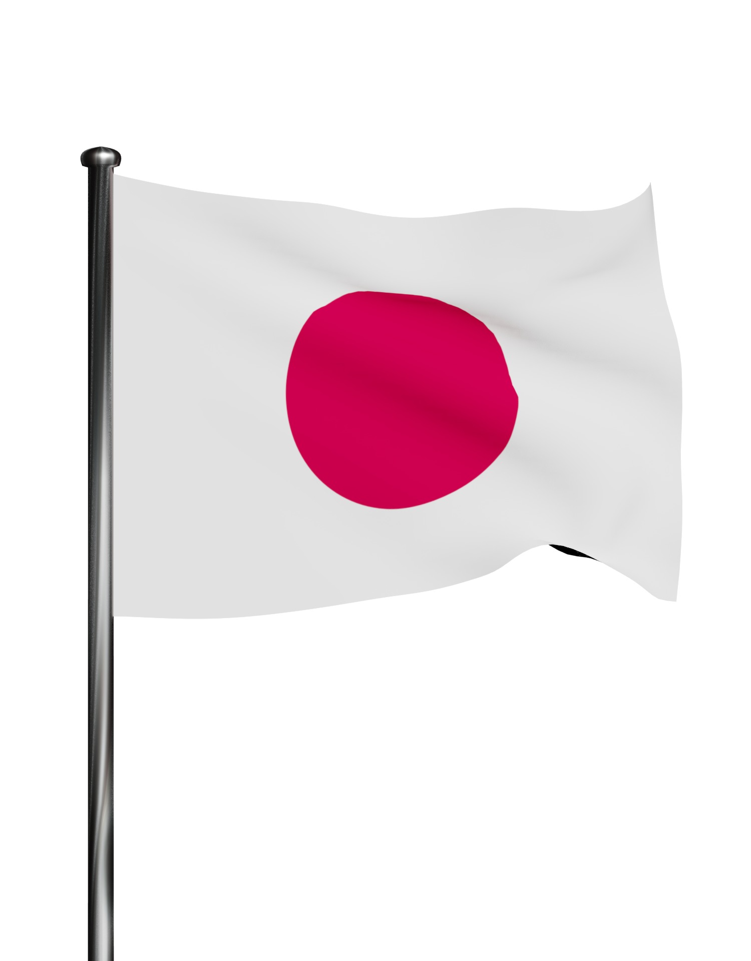 Japan Flag on steel pole 3D model_28