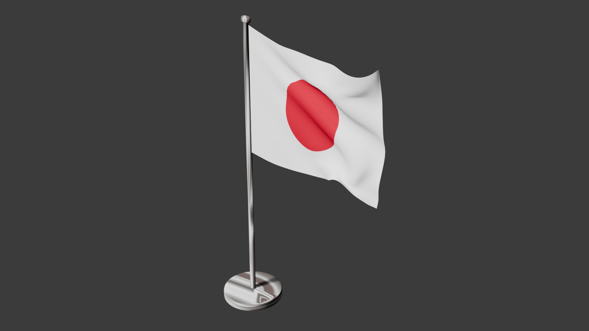 Japan Flag on steel pole 3D model_57