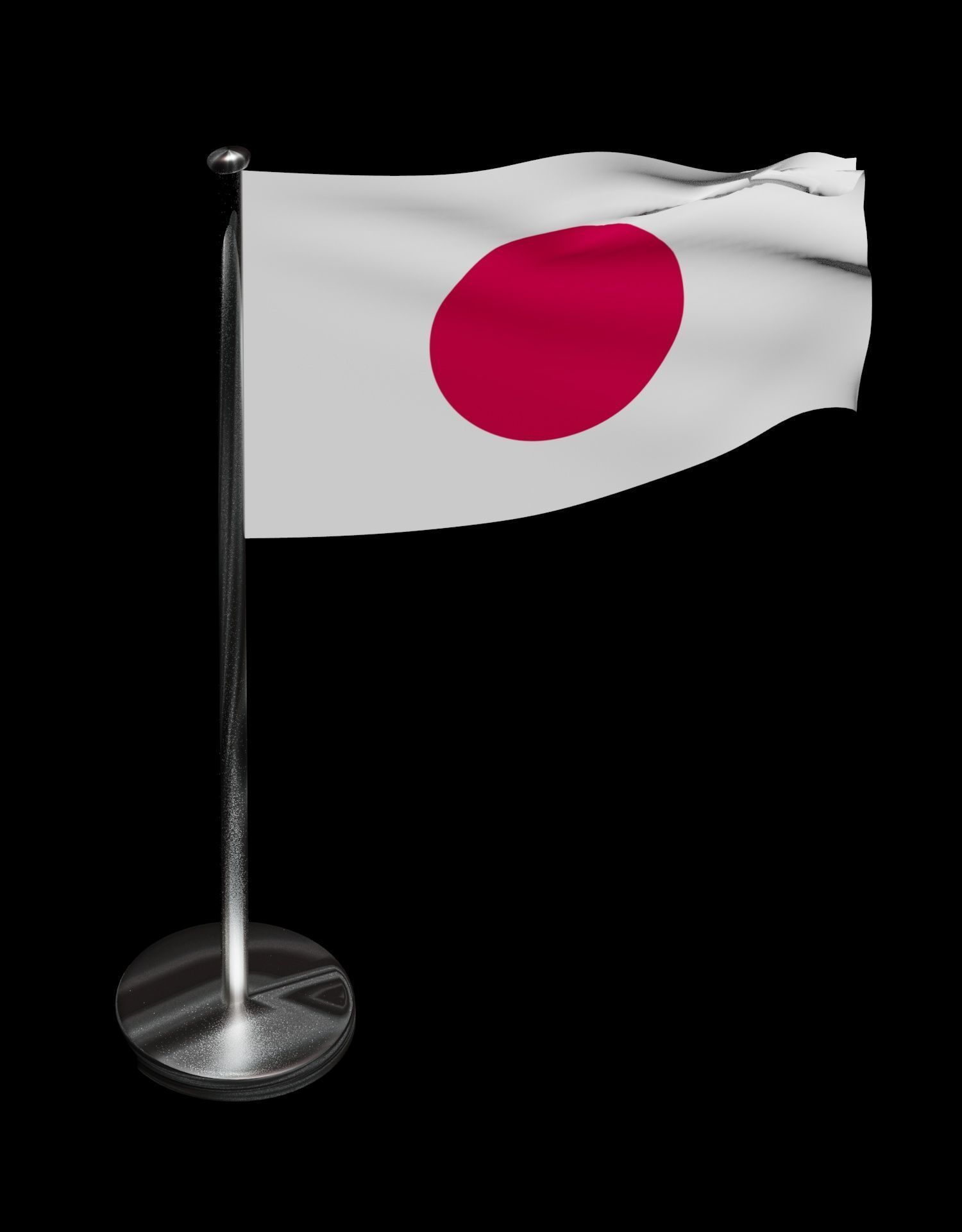 Japan Flag on steel pole 3D model_51
