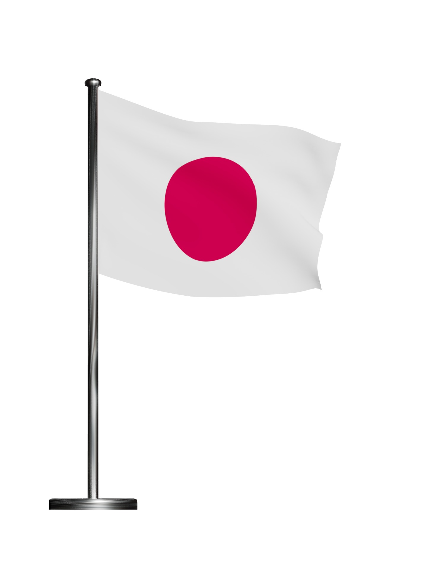 Japan Flag on steel pole 3D model_19