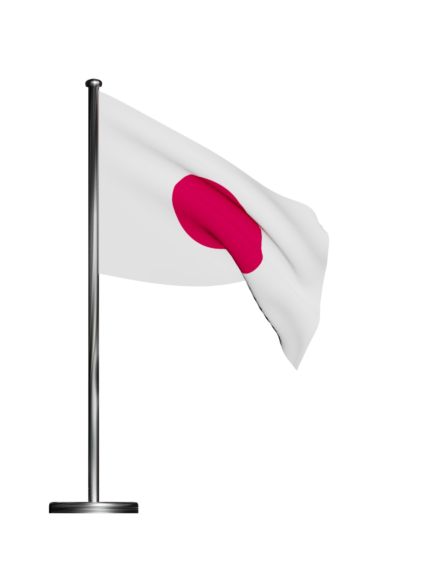 Japan Flag on steel pole 3D model_26