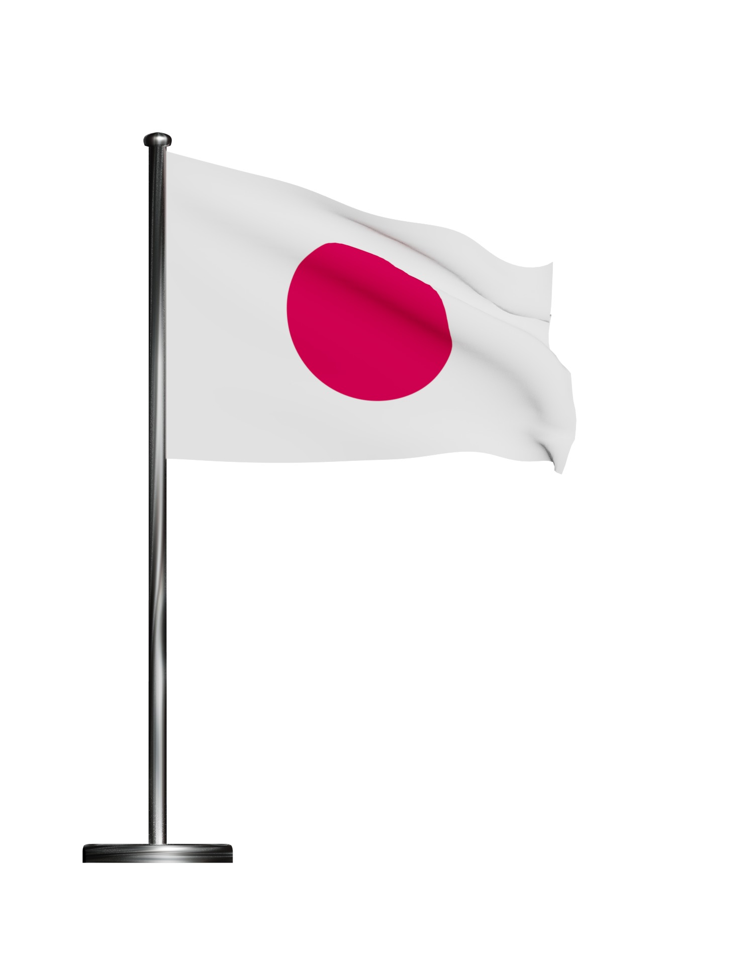Japan Flag on steel pole 3D model_22