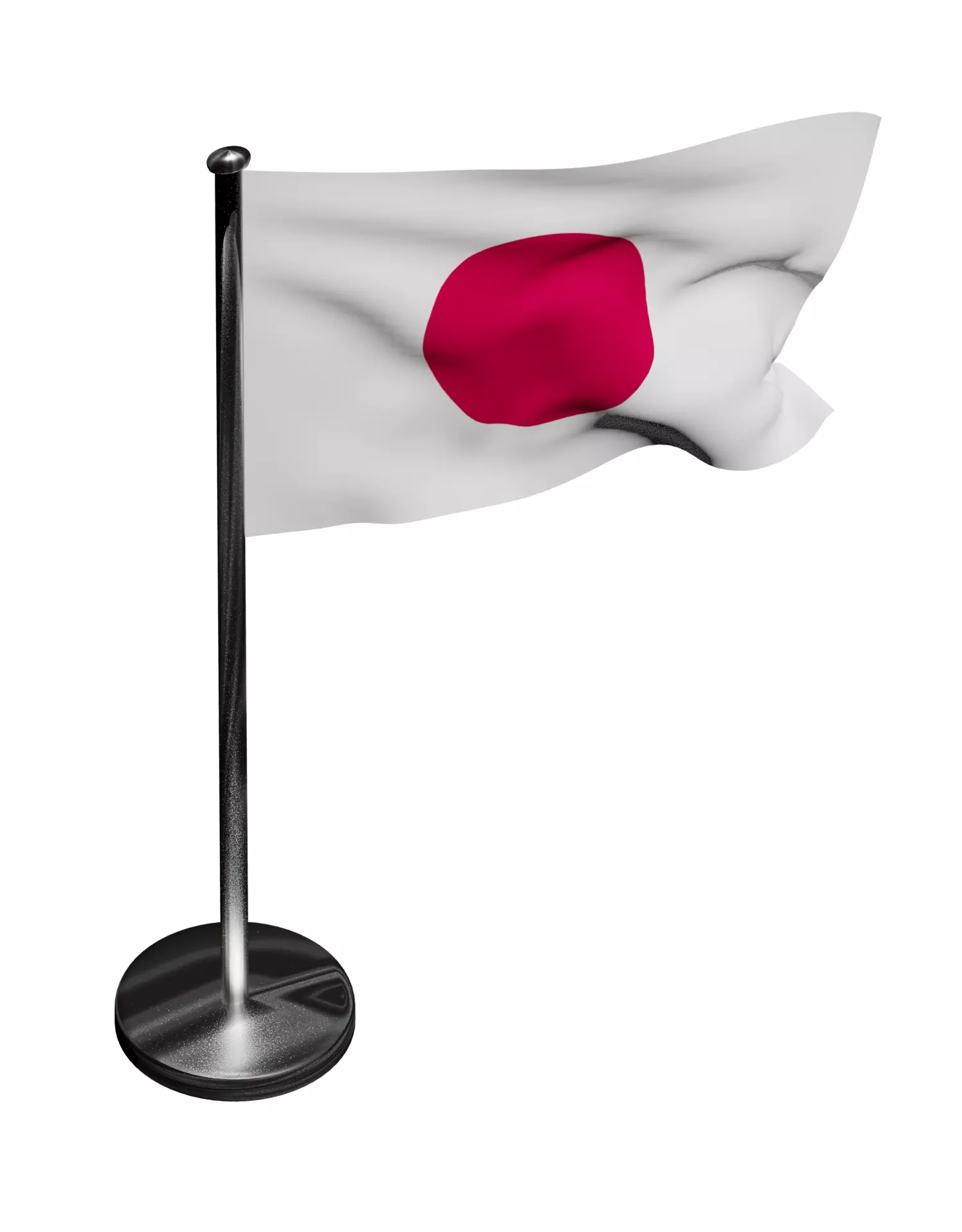 Japan Flag on steel pole 3D model_0