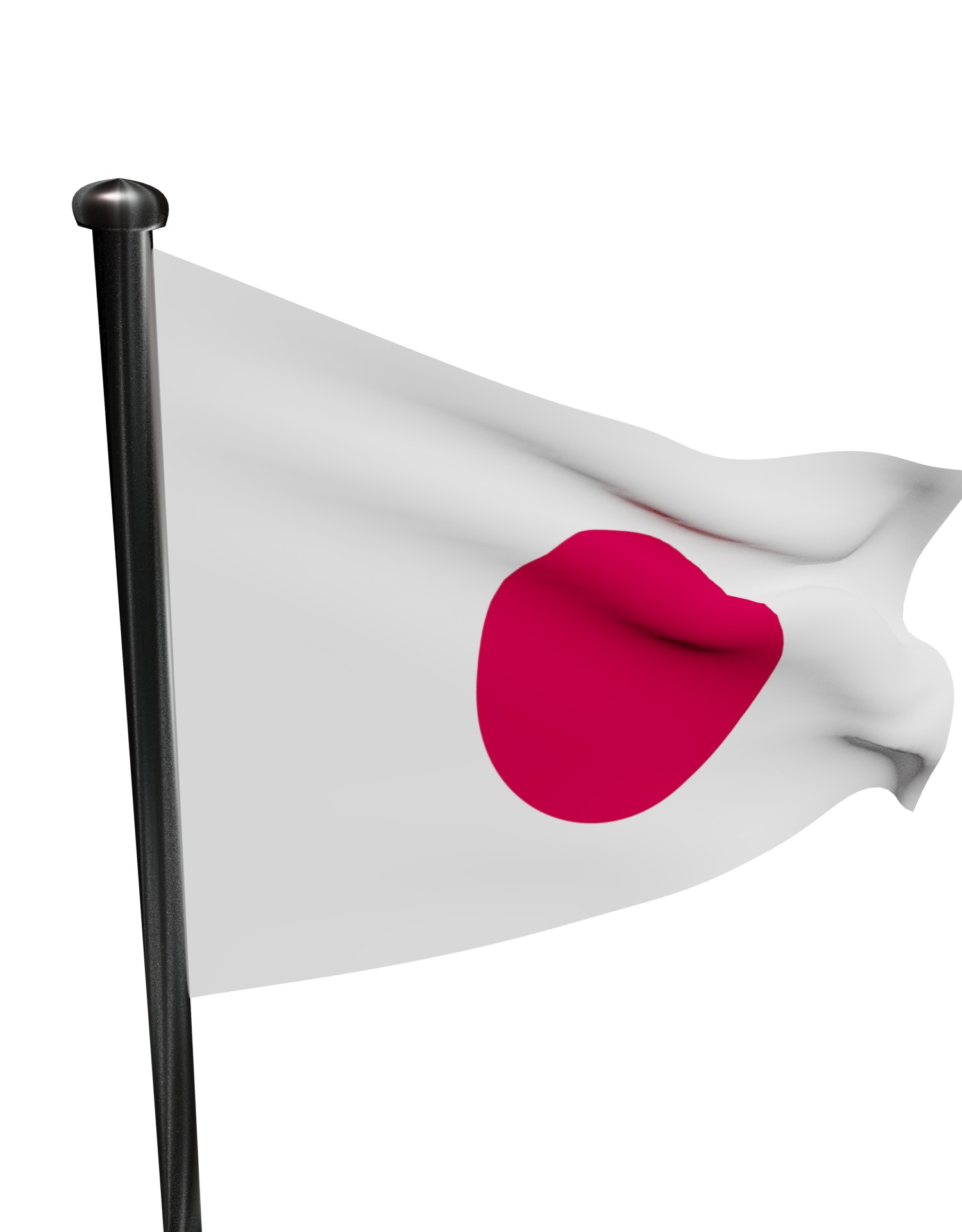 Japan Flag on steel pole 3D model_13