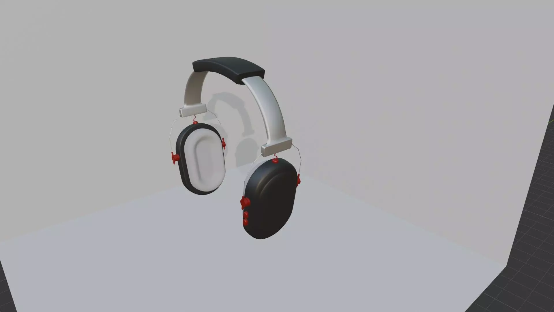 Simple no brand headset Black and Red Color 3D model