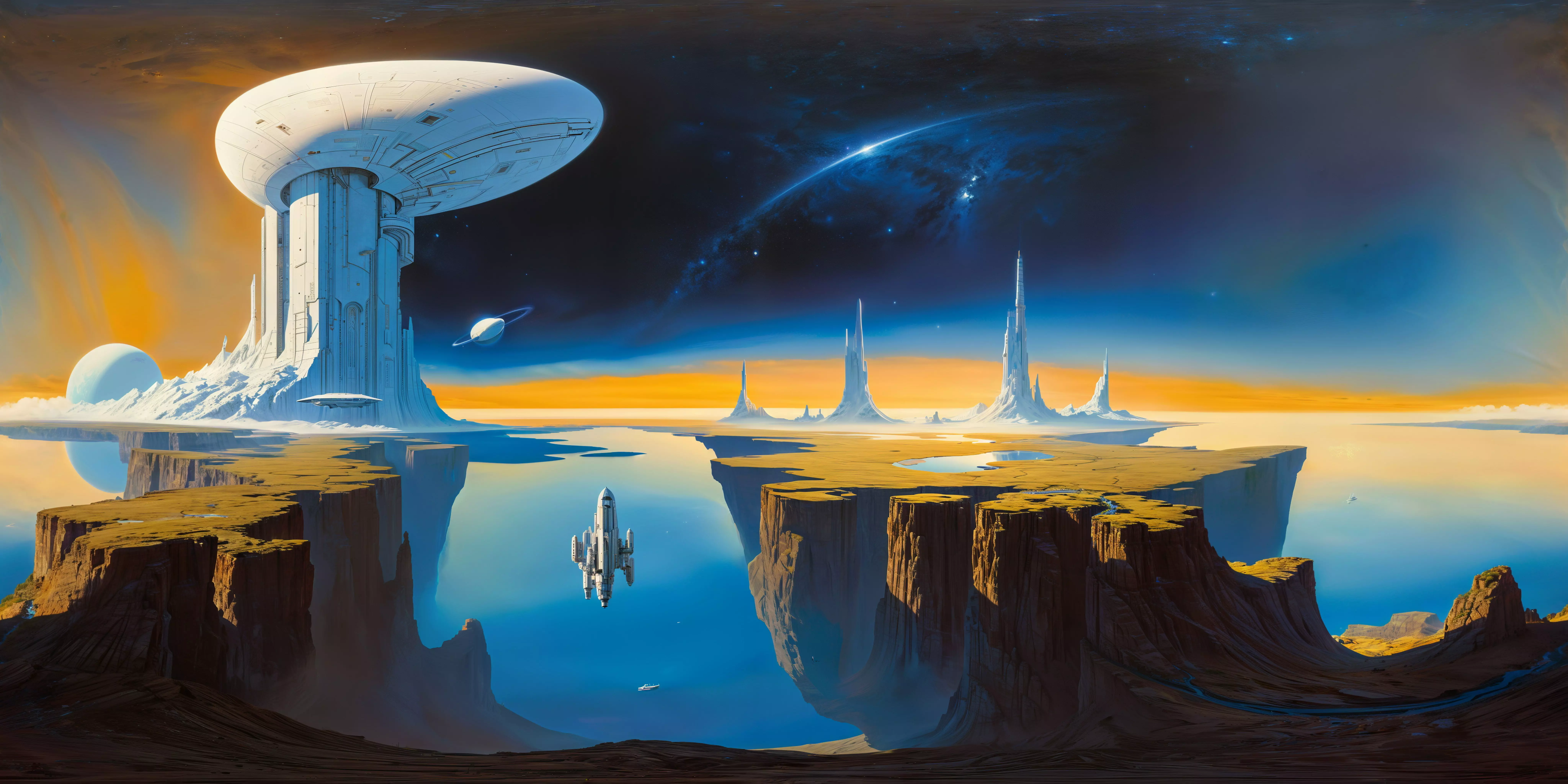 8K HDR Celestial Islands Floating in Cosmic Void Background 3D model_0