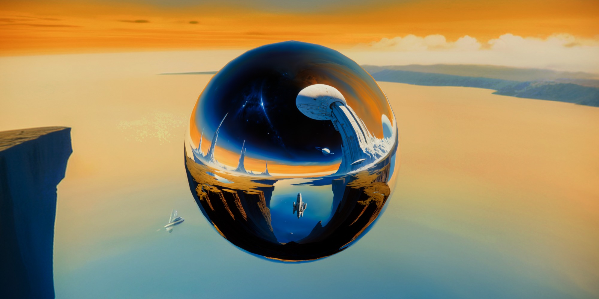 8K HDR Celestial Islands Floating in Cosmic Void Background 3D model_2