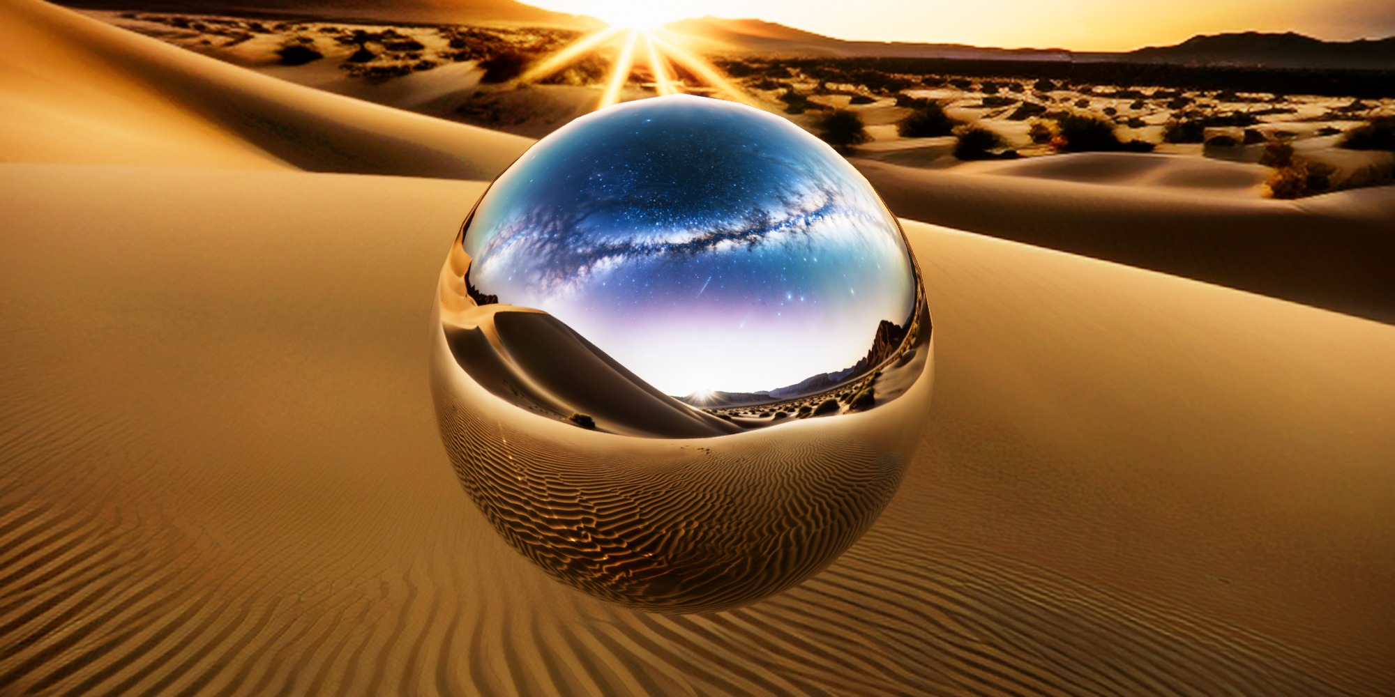 8K HDR Endless Desert Under Starry Night Sky Background 3D model_2