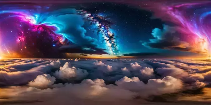 8K HDR Vibrant Nebula with Clouds and Stars Background