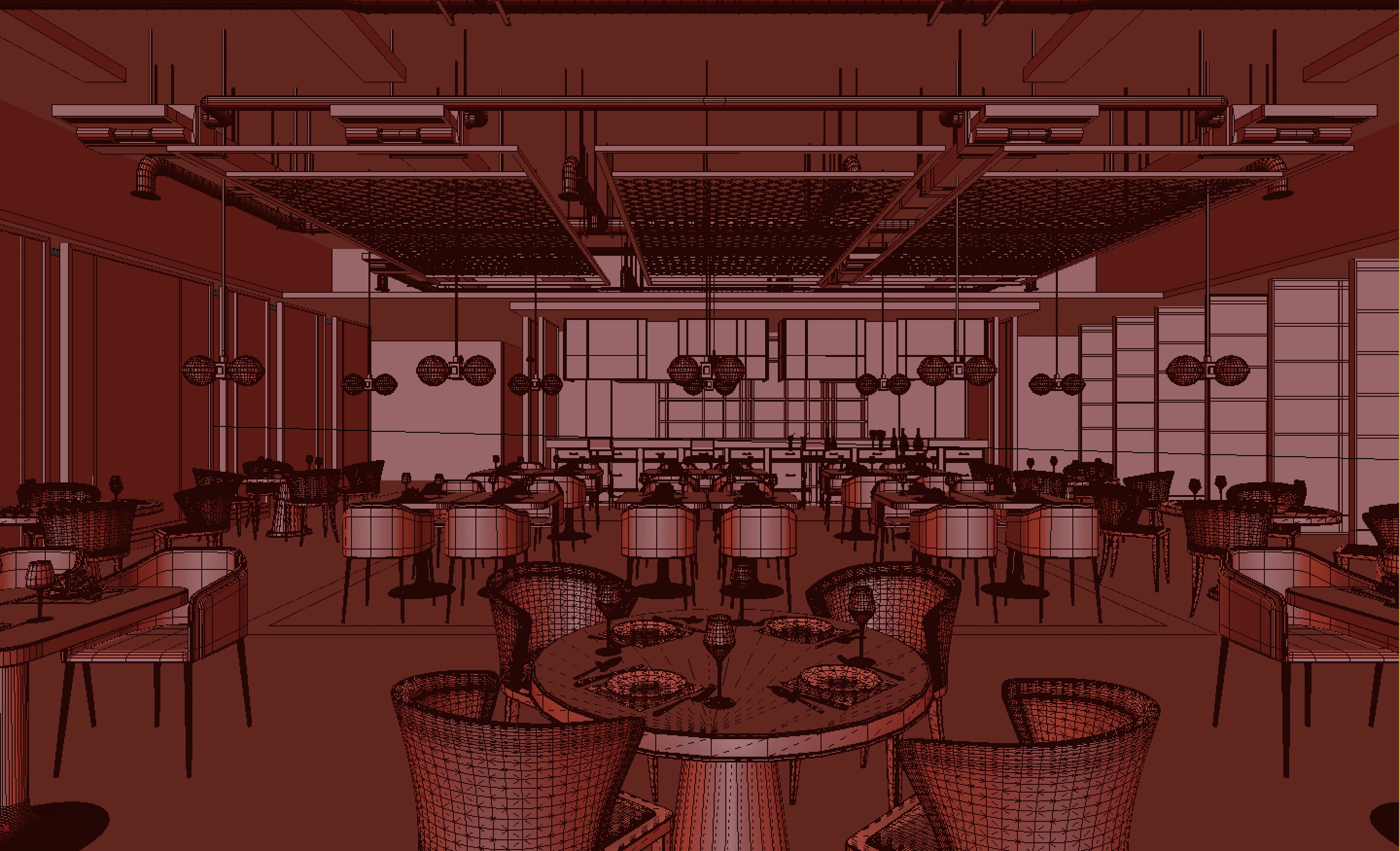 restaurant interior scenes 3D model_2