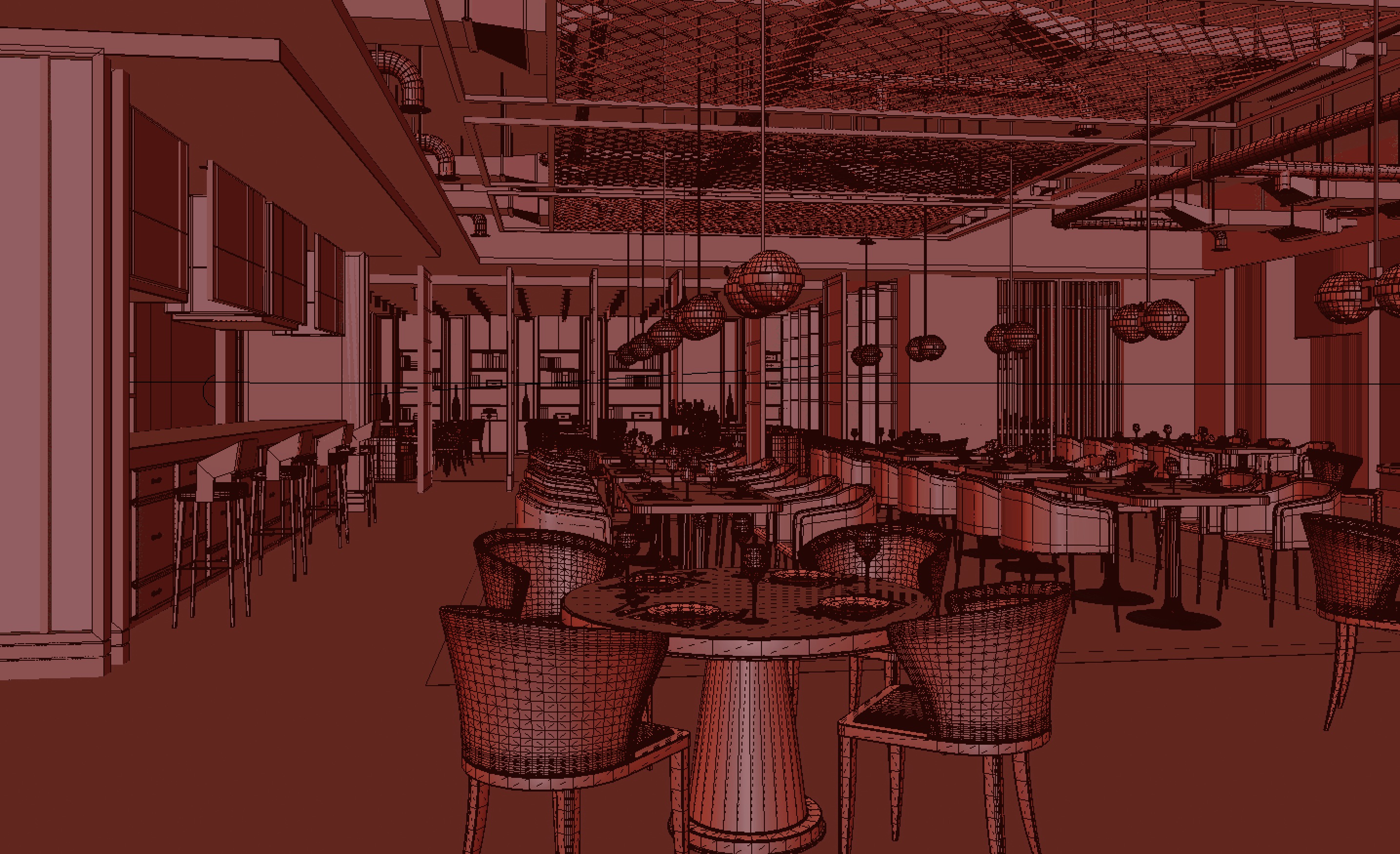 restaurant interior scenes 3D model_3